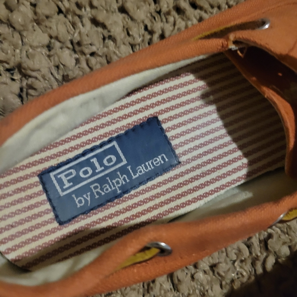 Ralph Lauren Polo Red Canvas Sander Leather Boat Shoes Size 9.5D - Picture 6 of 15